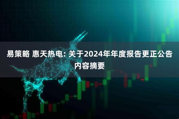易策略 惠天热电: 关于2024年年度报告更正公告内容摘要