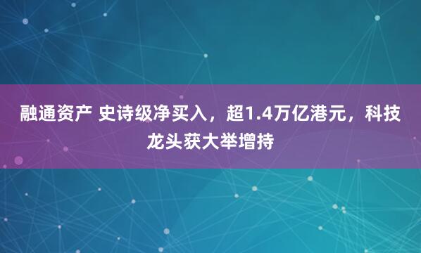 融通资产 史诗级净买入，超1.4万亿港元，科技龙头获大举增持