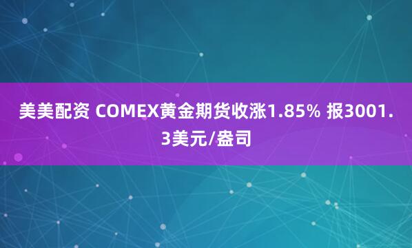 美美配资 COMEX黄金期货收涨1.85% 报3001.3美元/盎司